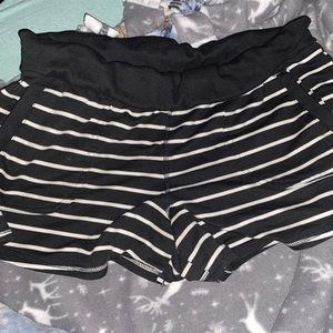 athletic black and white striped shorts